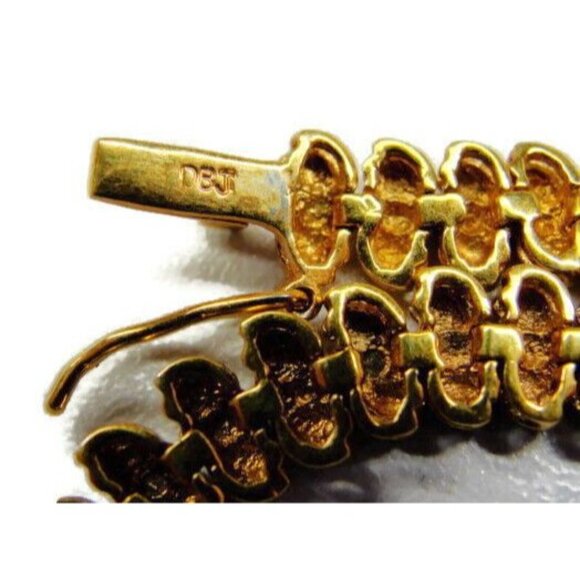 7" Vtg Tennis Bracelet Gold Plated 925 Sterling Silver Simulated Cubic Zirconia - Picture 9 of 12